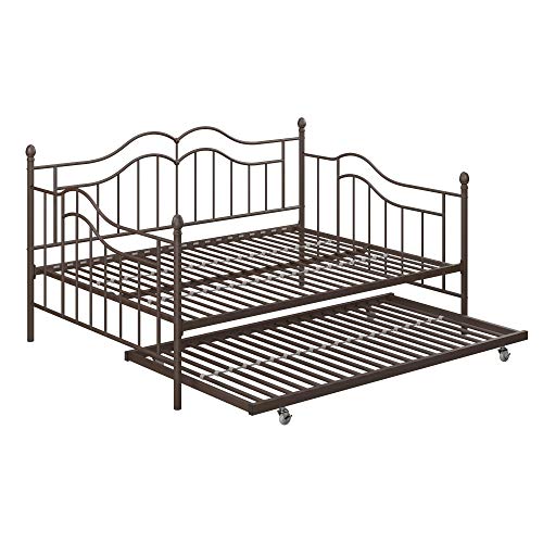 DHP Tokyo Daybed and Trundle with Metal Frame, Full Over Twin Size, Brushed Bronze