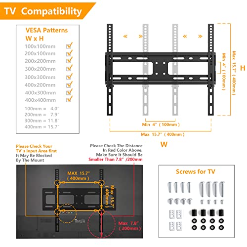 5Rcom Universal TV Stand, Height Adjustable Table Top Swivel TV Stand w/Tempered Glass Base for 27 32 37 40 43 46 50 55 60 inch Flat Screen TVs, Holds up to 88 lbs, TV Stand with Mount