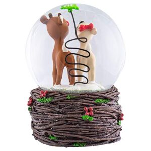 Rudolph and Clarice Holiday Forest 6 x 4 Resin Holiday Snow Globe Dome