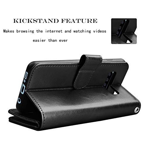 NJJEX Wallet Case for Galaxy S10 Plus, for Galaxy S10+ Case, PU Leather [9 Card Slots] Credit Holder Folio Flip [Detachable][Kickstand] Magnetic Phone Cover & Wrist Strap for Samsung S10 Plus [Black]