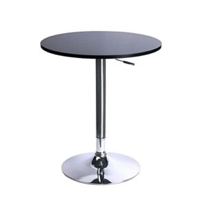 leopard mdf round top adjustable bar table, pub table with silver leg and base (black)