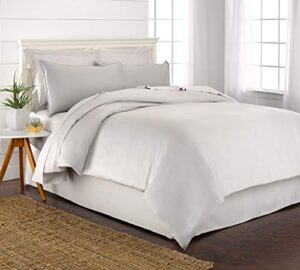 pure bamboo king size duvet cover set - 100% organic bamboo, luxuriously soft and cooling - 3 piece set - 1 king button closure duvet cover with ties, 2 pillowcase covers (king, white)