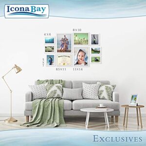 Icona Bay 8x10 Picture Frames (White, 3 Pack), Sturdy Wood Composite Photo Frames 8 x 10, Sleek Design, Table Top or Wall Mount, Exclusives Collection