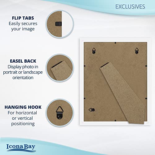 Icona Bay 8x10 Picture Frames (White, 3 Pack), Sturdy Wood Composite Photo Frames 8 x 10, Sleek Design, Table Top or Wall Mount, Exclusives Collection