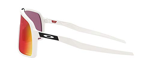 Oakley Men's OO9406A Sutro Low Bridge Fit Rectangular Sunglasses, Matte White/Prizm Road, 37 mm