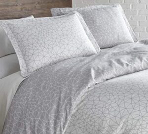 geometric maze collection - premium quality, soft, wrinkle, fade, & stain resistant, easy care, oversized duvet cover set, king / california king, grey