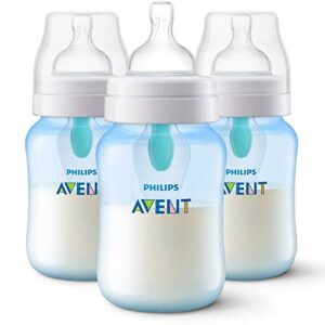 philips avent anti-colic bottle with air-free vent, scf405/34, blue, 9 ounce (pack of 3)