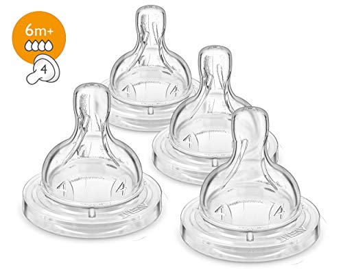 Philips Avent Anti-colic Baby Bottle Fast Flow Nipple, 4pk, Flow 4, SCF424/47