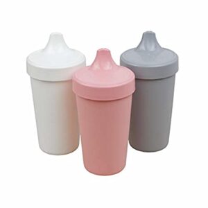 re play made in usa 3pk -10 oz. no spill sippy cups | white, blush, grey | environmentally friendly heavyweight recycled milk jugs | virtually indestructible | bpa free | modern blush