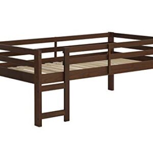 Walker Edison Alexander Classic Solid Wood Stackable Jr Twin over Low Loft Bunk Bed, Twin Size, Walnut