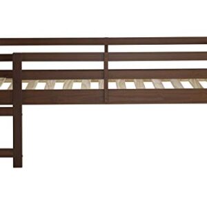 Walker Edison Alexander Classic Solid Wood Stackable Jr Twin over Low Loft Bunk Bed, Twin Size, Walnut