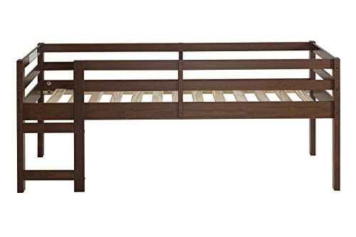 Walker Edison Alexander Classic Solid Wood Stackable Jr Twin over Low Loft Bunk Bed, Twin Size, Walnut