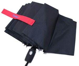 bubblepop windproof travel umbrella (black/red) - 9 fiberglass ribs, dupont teflon waterproof, automatic open/close
