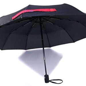 BubblePop Windproof Travel Umbrella (Black/Red) - 9 Fiberglass Ribs, DuPont Teflon Waterproof, Automatic Open/Close