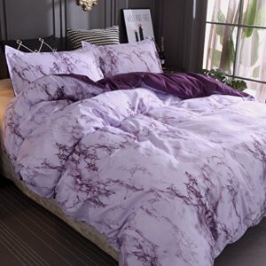 Feelyou Twin Bedding Duvet Cover Set Grape Reversible Marble Luxury Microfiber Lightweight Down Comforter Quilt Cover with Zipper Closure Best Organic 2PCS