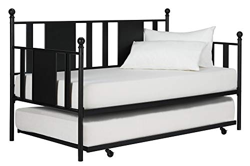 DHP Lavinia Metal Daybed with Trundle, Full Size Sofa Bed, Black