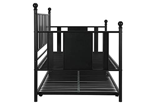 DHP Lavinia Metal Daybed with Trundle, Full Size Sofa Bed, Black