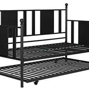 DHP Lavinia Metal Daybed with Trundle, Full Size Sofa Bed, Black