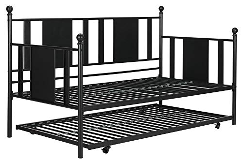 DHP Lavinia Metal Daybed with Trundle, Full Size Sofa Bed, Black