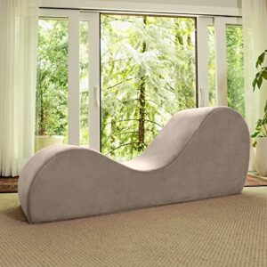 avana sleek chaise lounge for yoga-made in the usa-for stretching, relaxation, exercise & more, 60d x 18w x 26h inch, beige