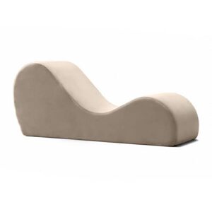 Avana Sleek Chaise Lounge for Yoga-Made in The USA-for Stretching, Relaxation, Exercise & More, 60D x 18W x 26H Inch, Beige