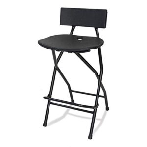 eventstable titanpro folding bar stool with backrest - black metal frame stool with back support - durable and sturdy folding stool for outdoor kitchen shop cafe