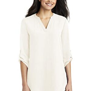 Port Authority Ladies 3/4-Sleeve Tunic Blouse XL Ivory Chiffon