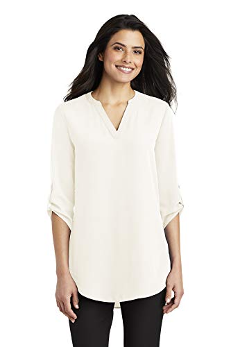 Port Authority Ladies 3/4-Sleeve Tunic Blouse XL Ivory Chiffon