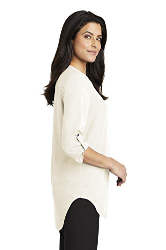 Port Authority Ladies 3/4-Sleeve Tunic Blouse XL Ivory Chiffon