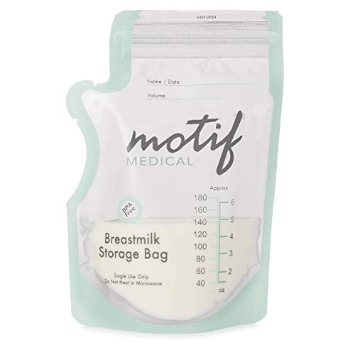 Motif Medical, Milk Storage Bags, 8 oz Milk Freezer Bag with Easy Pour Spout, BPA Free, Write-On Label - 90 Count