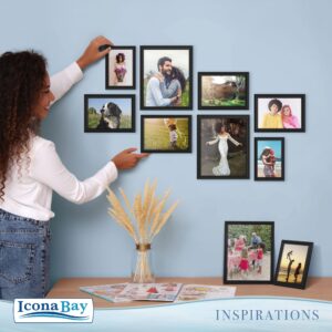 Icona Bay 8x10 Black Picture Frame Beautifully Detailed Molding, Contemporary Picture Frame Set, Wall Mount or Table Top, Inspirations Collection