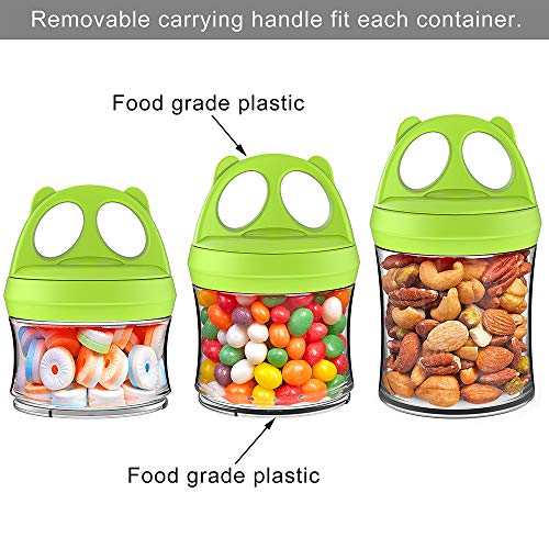 SELEWARE Portable, Stackable Food Storage Containers for Formula, Snacks, Powder and Drinks, Twist Lock System, Airtight, Leak-proof, BPA and Phthalate Free, 3-Piece Jars, 28oz Green