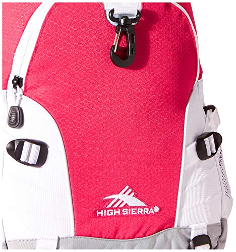 High Sierra Loop Backpack, Travel, or Work Bookbag with tablet sleeve, One Size, Pink Punch/White/Ash