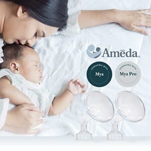 Ameda MYA Breast Pump Replacement Flanges 28mm, Comfort Fit Angled Flange, 2 Count (1 Pair)