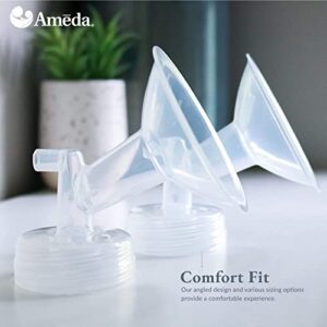 Ameda MYA Breast Pump Replacement Flanges 28mm, Comfort Fit Angled Flange, 2 Count (1 Pair)