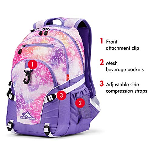 High Sierra Loop Backpack, Travel, or Work Bookbag with tablet sleeve, One Size, Unicorn Clouds/Lavender/White