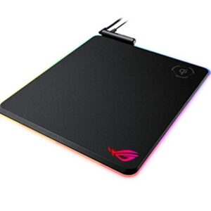 ASUS ROG Balteus Qi Vertical Gaming Mouse Pad with Wireless Qi Charging Zone, Hard Micro-Textured Gaming Surface, USB Pass-Through, Aura Sync RGB Lighting and Non-Slip Base (12.6” X 14.6”)