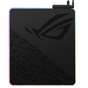 ASUS ROG Balteus Qi Vertical Gaming Mouse Pad with Wireless Qi Charging Zone, Hard Micro-Textured Gaming Surface, USB Pass-Through, Aura Sync RGB Lighting and Non-Slip Base (12.6” X 14.6”)