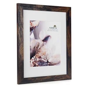 Scholartree Wooden Brown 11x14 Picture Frame with Mat 2 Set in 1 Pack,Display 11x14 without Mat or 8x10 with Mat，Wall Gallery Photo Frames