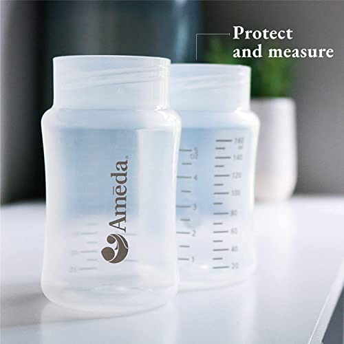 Ameda MYA Breast Pump Parts Replacement Bottles, Essential Bottle for Newborns, Caps Sold Separately (2 Count)