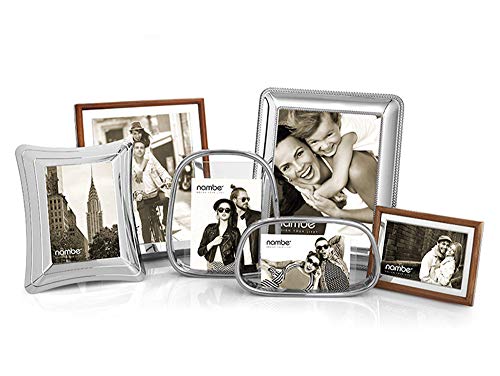 nambe Novara Picture Frame, 4" x 6” | Photo Frame with Tempered Glass | Tabletop Display, Family, Friends, Wedding Gift, Home Office Décor | Silver Plate and Genuine Leather
