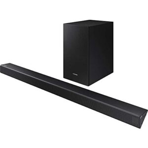 samsung 2.1 soundbar hw-r450 with wireless subwoofer, bluetooth compatible, smart sound and game mode, 200-watts
