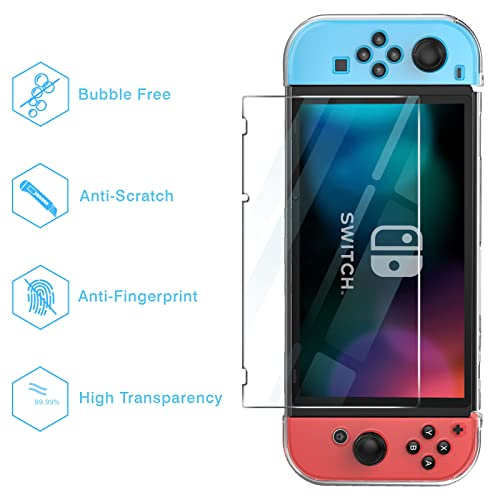 HEYSTOP Switch Case for Nintendo Switch Case Dockable with Screen Protector, Clear Protective Case Cover for Nintendo Switch and JoyCon Controller with a Switch Tempered Glass Screen Protector