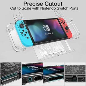 HEYSTOP Switch Case for Nintendo Switch Case Dockable with Screen Protector, Clear Protective Case Cover for Nintendo Switch and JoyCon Controller with a Switch Tempered Glass Screen Protector