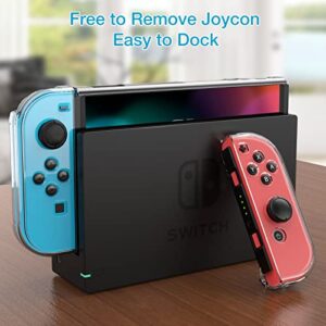 HEYSTOP Switch Case for Nintendo Switch Case Dockable with Screen Protector, Clear Protective Case Cover for Nintendo Switch and JoyCon Controller with a Switch Tempered Glass Screen Protector