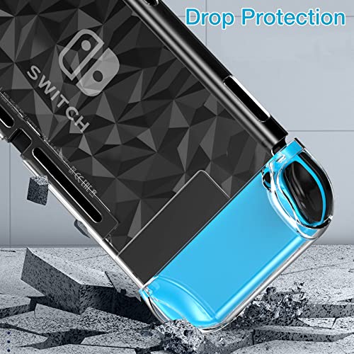 HEYSTOP Switch Case for Nintendo Switch Case Dockable with Screen Protector, Clear Protective Case Cover for Nintendo Switch and JoyCon Controller with a Switch Tempered Glass Screen Protector