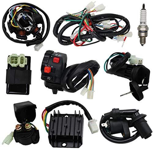 OTOHANS AUTOMOTIVE Complete Wiring Harness kit Electrics Wire Loom Assembly with Full Copper Wire for GY6 4-Stroke Four Wheelers Engine Type 125cc 150cc Pit Bike Scooter ATV