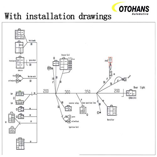 OTOHANS AUTOMOTIVE Complete Wiring Harness kit Electrics Wire Loom Assembly with Full Copper Wire for GY6 4-Stroke Four Wheelers Engine Type 125cc 150cc Pit Bike Scooter ATV