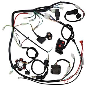OTOHANS AUTOMOTIVE Complete Wiring Harness kit Electrics Wire Loom Assembly with Full Copper Wire for GY6 4-Stroke Four Wheelers Engine Type 125cc 150cc Pit Bike Scooter ATV