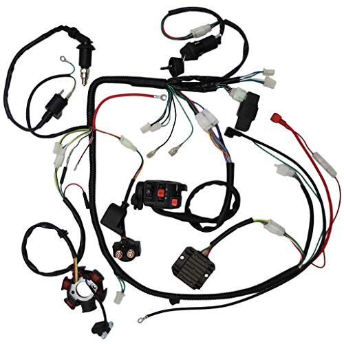 OTOHANS AUTOMOTIVE Complete Wiring Harness kit Electrics Wire Loom Assembly with Full Copper Wire for GY6 4-Stroke Four Wheelers Engine Type 125cc 150cc Pit Bike Scooter ATV